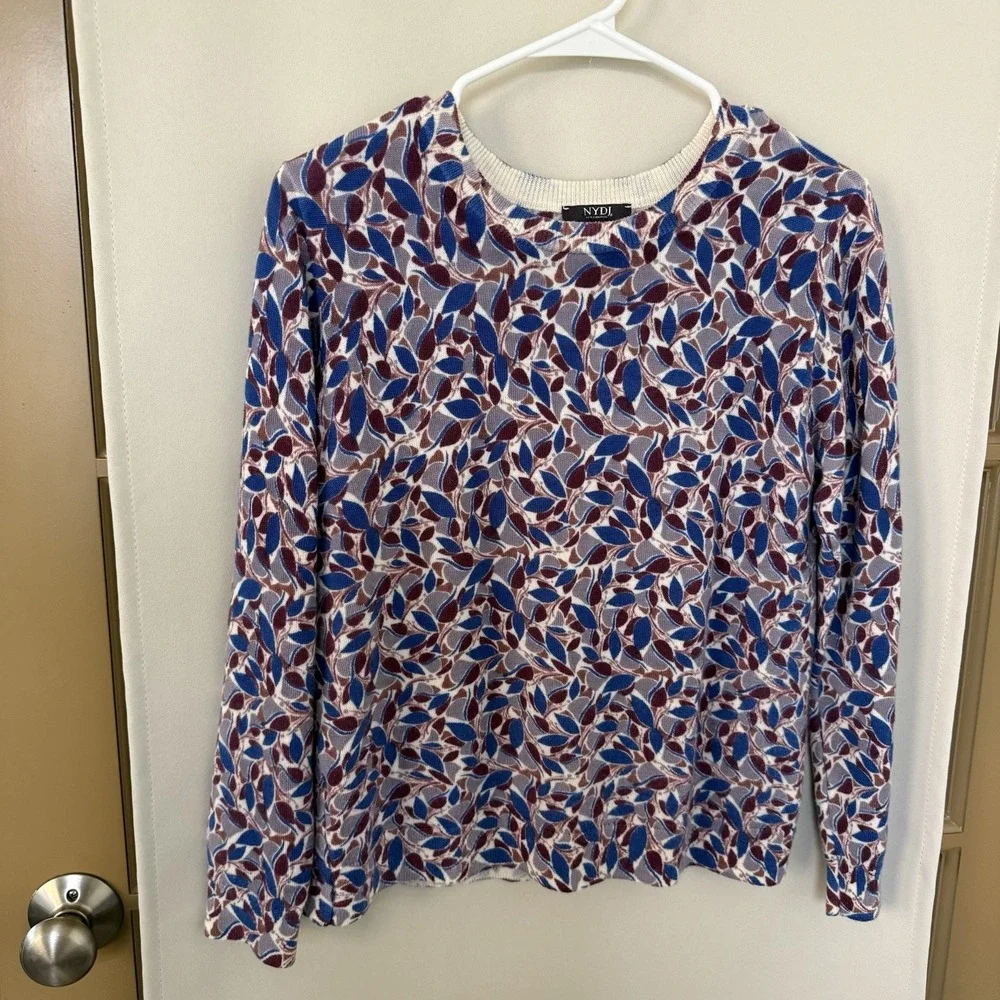 NYDJ Womens Medium Long Sleeve Crewneck‎ Knit Sweater Colorful